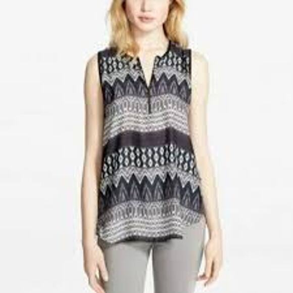 L'AGENCE Printed Sleeveless Blouse with Zip - Picture 1 of 8